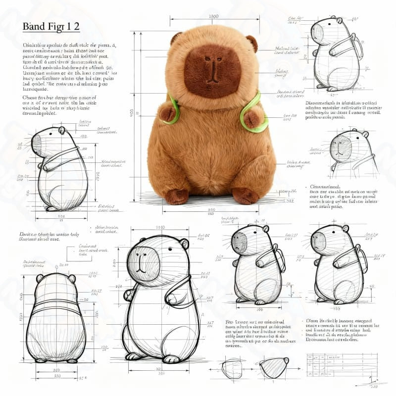 Cute brown capybara plushie with turtle bag, 7.8 inches tall, from ToyNeighbor, perfect for cuddling and playtime.