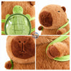 Cute brown capybara plushie with turtle bag, 7.8 inches, by ToyNeighbor, sitting on a soft surface.