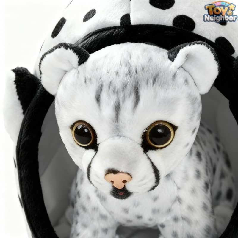 Snow Leopard Plushie in Cozy Nest | 7.1" Soft Pet Bed Detachable Stuffed Animal