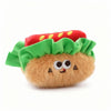 Soft stuffed hot dog plush pendant by ToyNeighbor, measuring 3.54 inches, with vibrant colors and cute facial features.