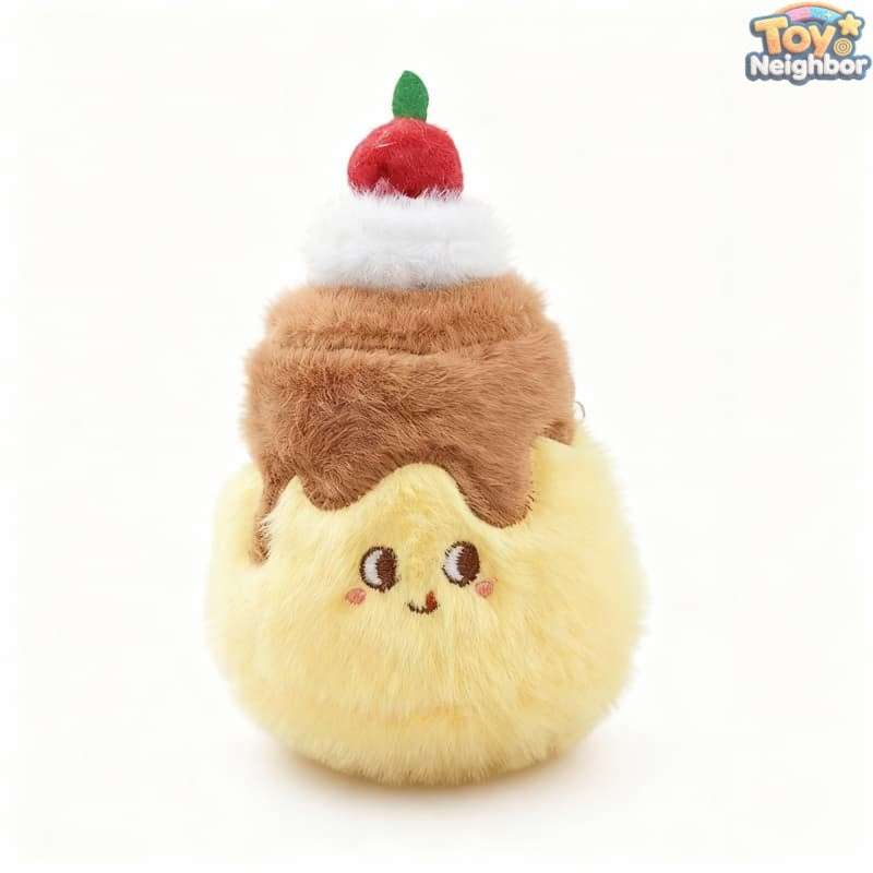 Caramel pudding plush pendant by ToyNeighbor, 5.31-inch soft stuffed food charm with detailed texture and cute design.