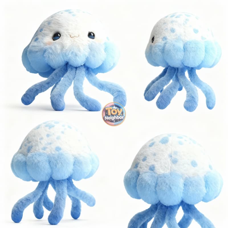 6-inch blue jellyfish plush from ToyNeighbor, featuring soft fabric and a cute marine life design.