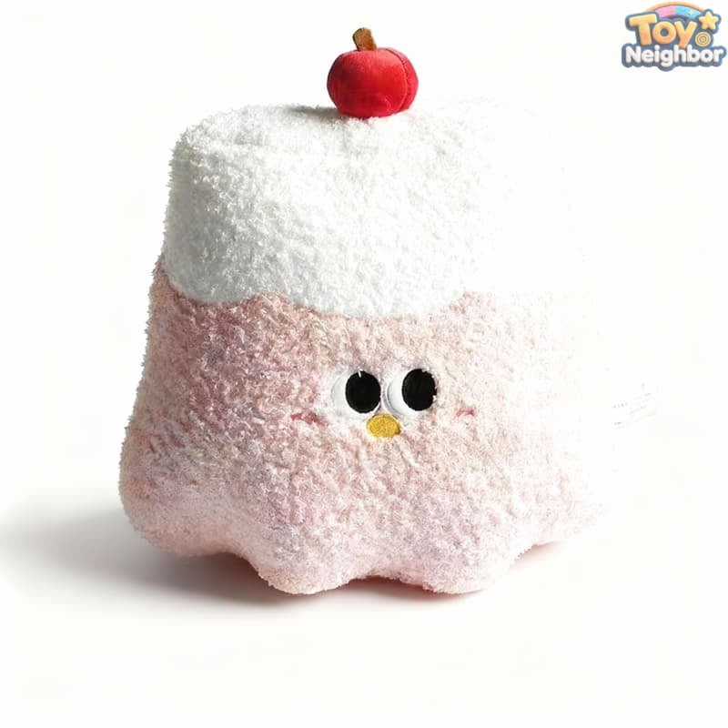 ToyNeighbor plushie of a cherry pudding, 38cm in size, featuring a cute face and soft texture.