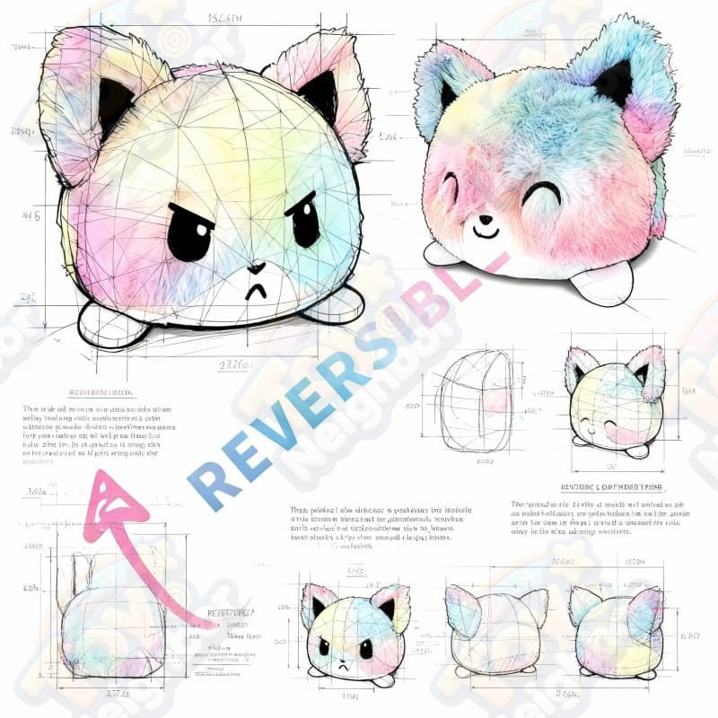 ToyNeighbor 翻转猫15 plushie with soft fur, cute design, and playful expression on a white background.