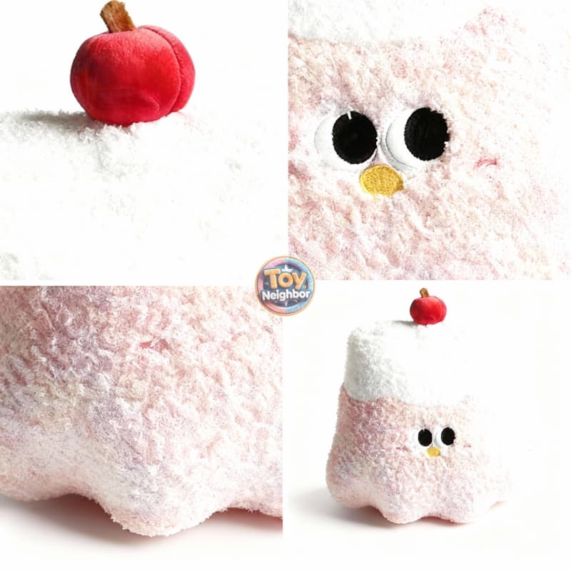 ToyNeighbor 38cm cherry pudding plushie with a soft, round shape and cute facial features, perfect for cuddling.