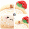 Soft stuffed strawberry roll cake charm pendant by ToyNeighbor, featuring vibrant colors and realistic dessert details.
