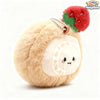 Soft stuffed strawberry roll cake charm pendant by ToyNeighbor, featuring a realistic design and vibrant colors.
