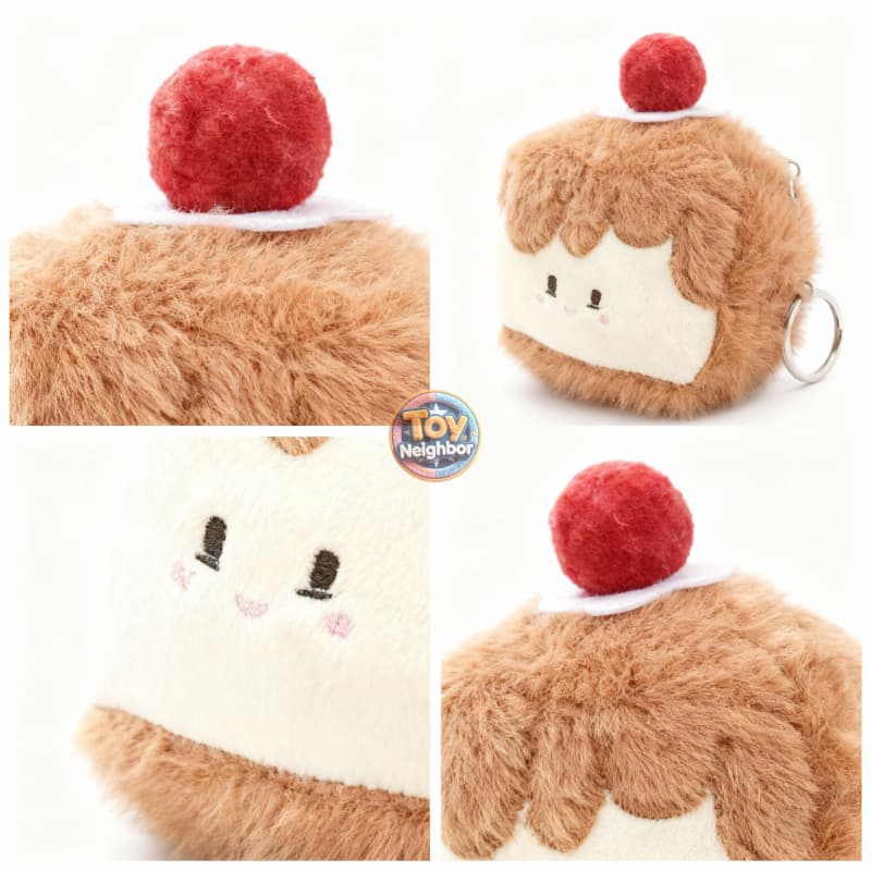 3.5" ToyNeighbor strawberry cake plush charm with soft texture, featuring bright colors and a cute fruit design.