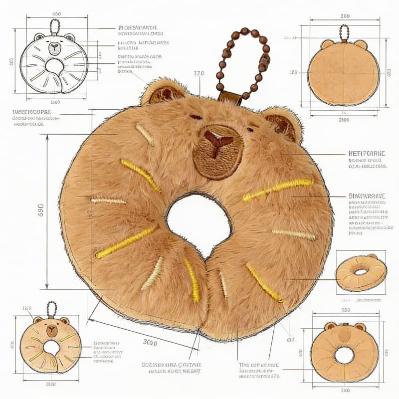 ToyNeighbor plushie set featuring 6 adorable capybara hanging ornaments in soft, colorful designs.