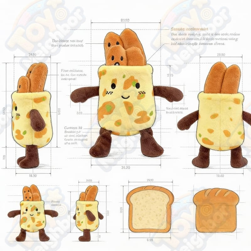 ToyNeighbor plushie of a detachable 煎饼果子, showcasing its vibrant colors and soft texture.