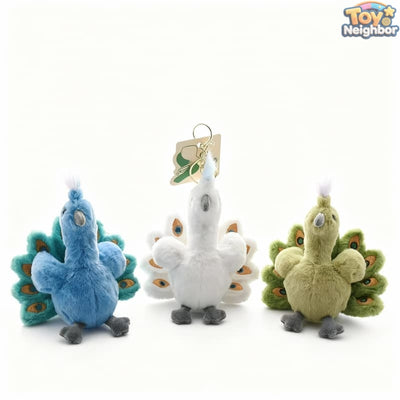 ToyNeighbor plushie featuring a colorful peacock design with soft, fluffy feathers and a cheerful expression.