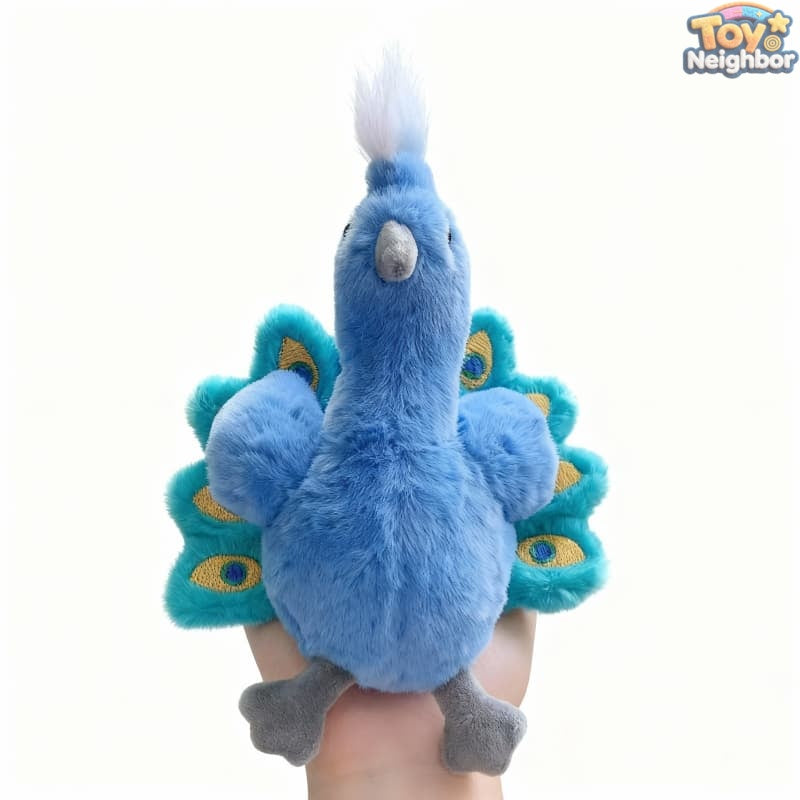 ToyNeighbor plushie featuring a colorful peacock design with soft, fluffy feathers and a charming expression.
