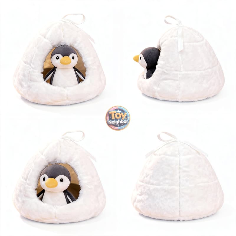Penguin and Igloo Plush SET | 7.9" The soft stuffed penguin live in the igloo