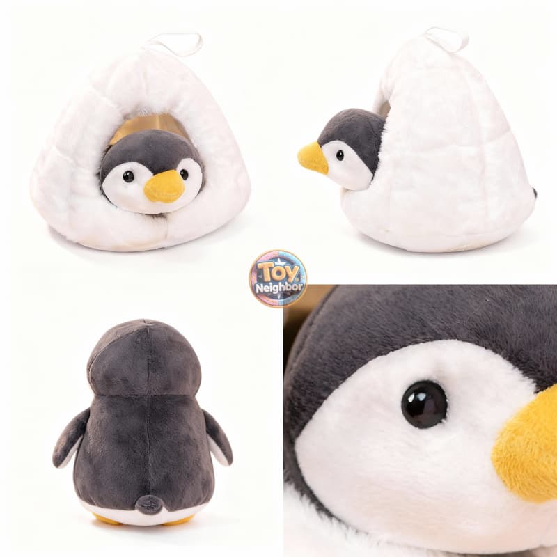 Penguin and Igloo Plush SET | 7.9" The soft stuffed penguin live in the igloo