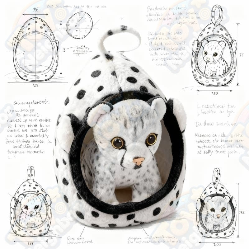 Snow Leopard Plushie in Cozy Nest | 7.1" Soft Pet Bed Detachable Stuffed Animal