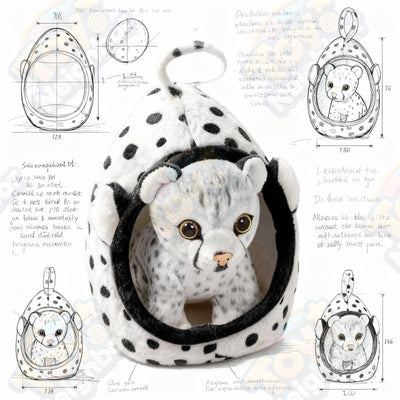 Snow Leopard Plushie in Cozy Nest | 7.1" Soft Pet Bed Detachable Stuffed Animal