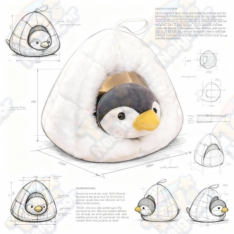 Penguin and Igloo Plush SET | 7.9" The soft stuffed penguin live in the igloo