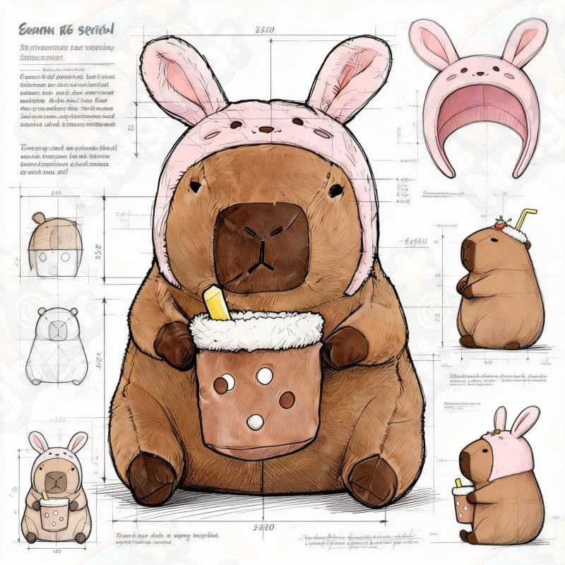 Rabbit Ears capybara plushie | 9.8"-11.8" brown stuffed animals
