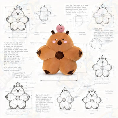 Capybara Plush Pillow/Cushion | 19.7" Brown Stuffed Animal Pillow