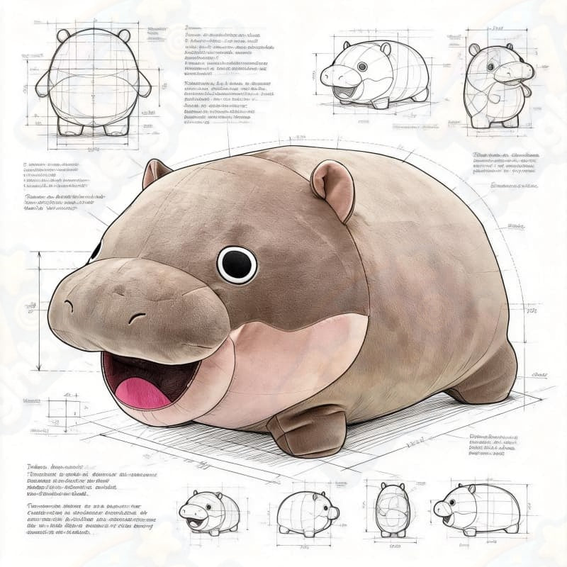 Hippo Plushie | 7.9" & 15.8" Cute Gray Stuffed Animals