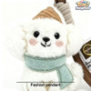 Cute 3" Bichon Frise plush dog keychain pendant with a smiling face and fluffy fur, perfect for dog lovers.