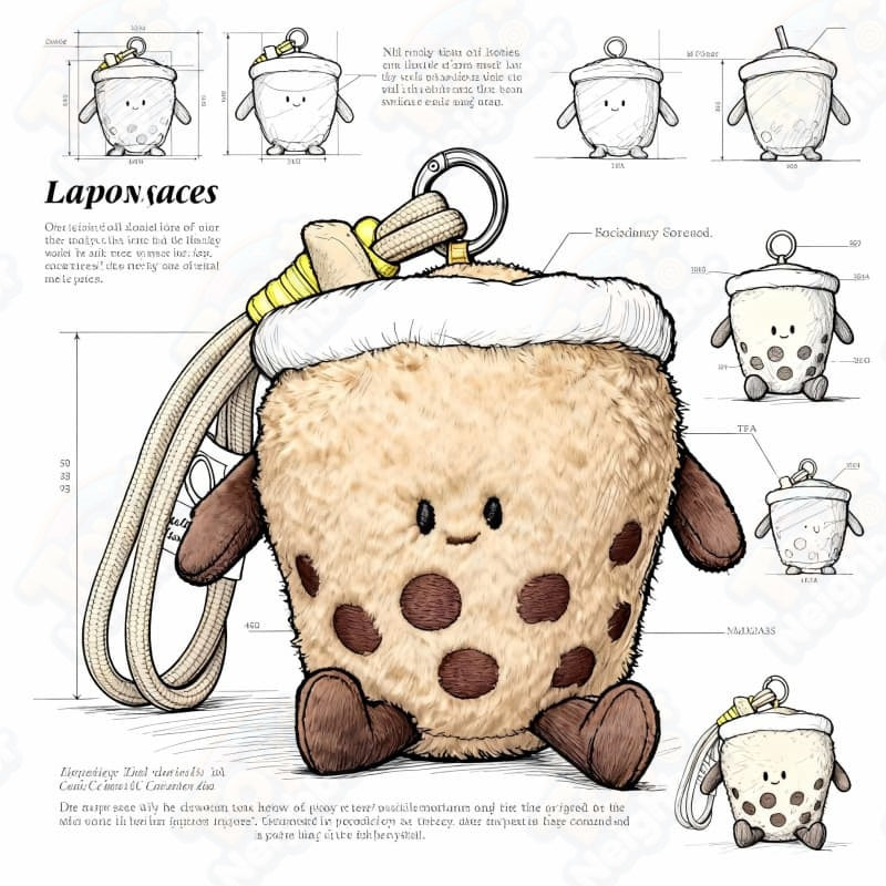 Cute 4" Bubble Tea plush keychain featuring a boba drink design by ToyNeighbor, perfect for adding charm to bags.