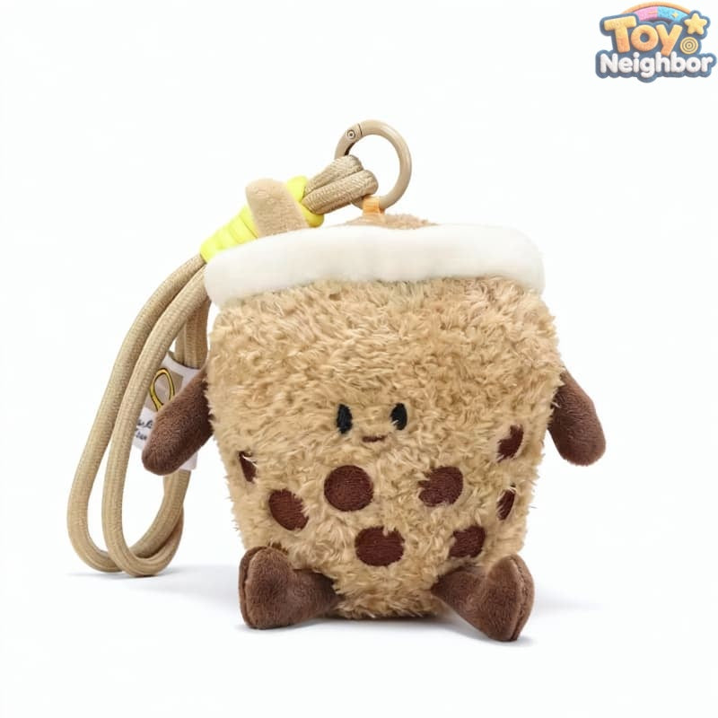 Cute 4" Bubble Tea plush keychain by ToyNeighbor featuring a soft boba drink design with colorful details.