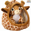Giraffe plushie nestled in a cozy 7" soft pet bed from ToyNeighbor, perfect for cuddling and decorative display.