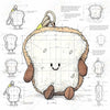 Cute smiling toast plush keychain by ToyNeighbor, 4" stuffed charm featuring soft fabric and adorable design.