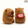 Brown ToyNeighbor capybara plushie with a detachable apple bag, measuring 7.8 inches, showcasing its cute design.