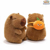 Brown capybara plushie with a cheeky bag, 7.8 inches tall, by ToyNeighbor, showcasing its cute design and soft texture.