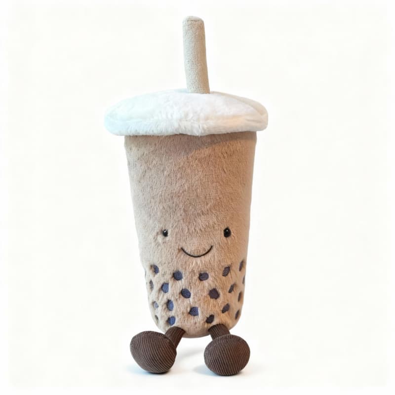Soft ToyNeighbor boba plush in 9" size, featuring cute bubble tea design with pastel colors and a smiling face.