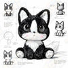 Black and white cat plushie by ToyNeighbor, featuring a cute design and measuring 9.84 inches in length.