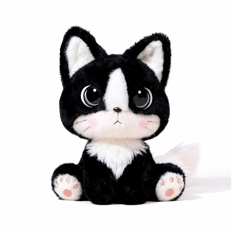 Black and white cat plushie by ToyNeighbor, 9.84 inches, featuring soft fur and a cute, playful expression.