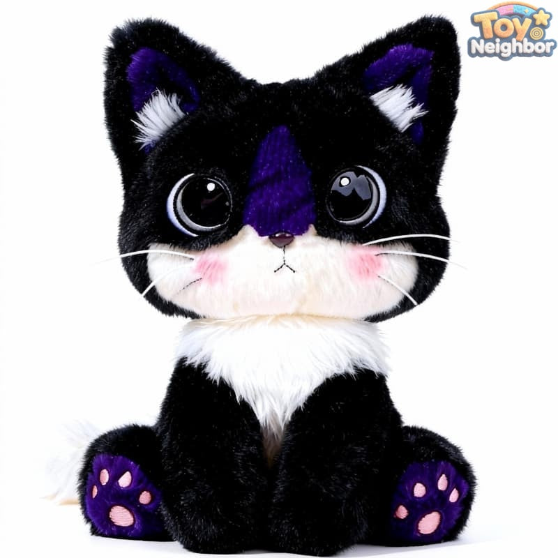 Black and white cat plushie by ToyNeighbor, 9.84 inches, featuring soft fur and a cute, friendly expression.