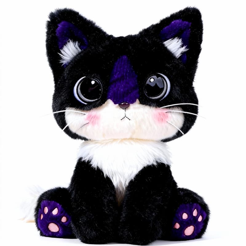 Black and white cat plushie by ToyNeighbor, 9.84 inches, featuring soft fur and a cute design, perfect for cuddling.
