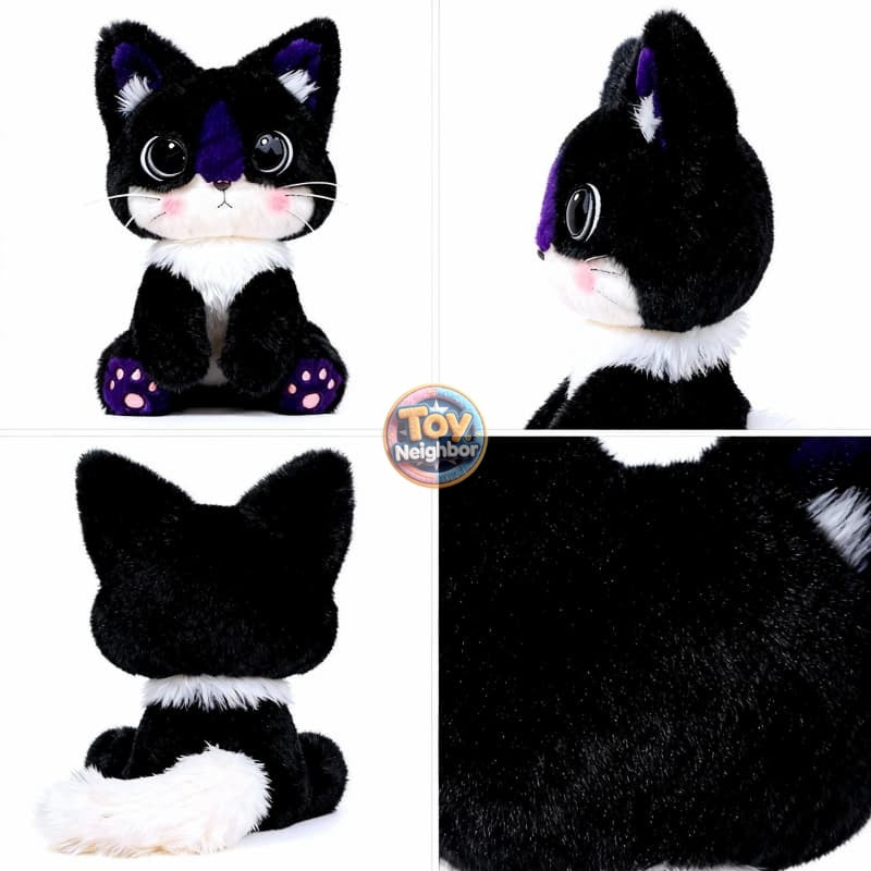 ToyNeighbor black and white cat plushie, 9.84 inches, featuring soft fabric and a cute design.