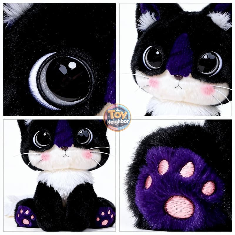 Black and white cat plushie by ToyNeighbor, 9.84 inches, featuring soft fur and a cute, adorable design.