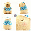 Brown capybara plushie wearing a Hawaiian shirt, 11.8 inches tall, by ToyNeighbor, sitting on a soft surface.