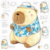 Brown capybara plushie wearing a Hawaiian shirt, 11.8 inches, from ToyNeighbor, showcasing its cute and cuddly design.