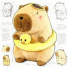 Capybara plush toy with yellow swim ring and glasses, 11.8 inches, featuring a cute and cuddly design by ToyNeighbor.