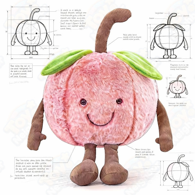 Cute smiling Apple plushie by ToyNeighbor with green stems and leaves, measuring 13-23 inches in size.