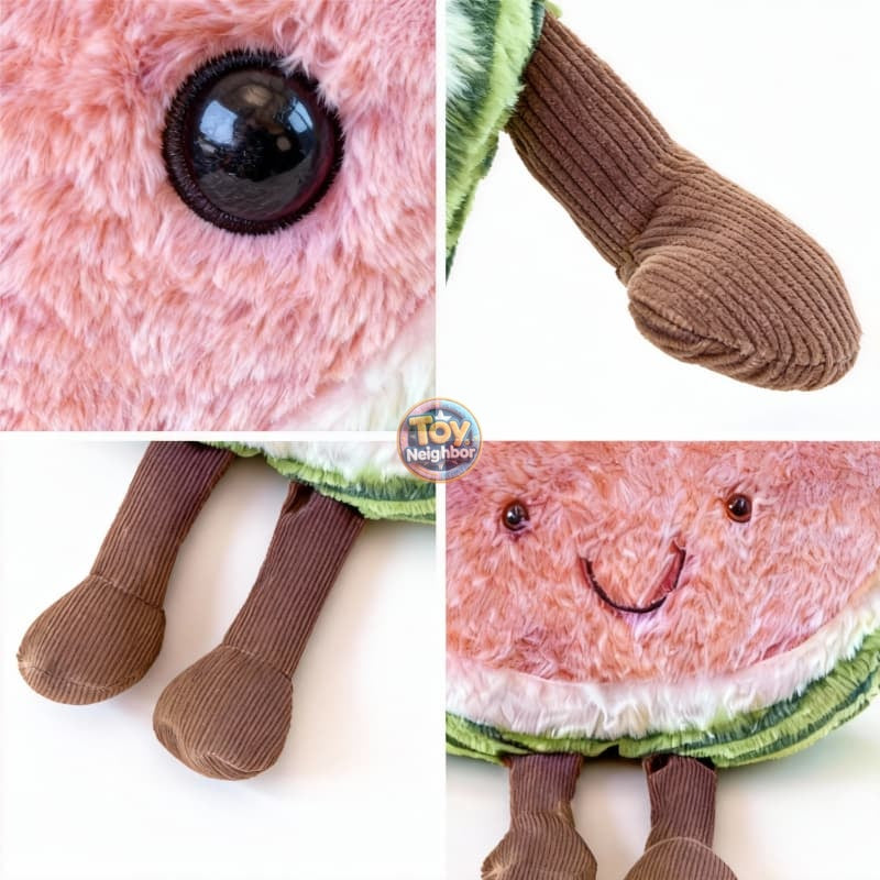 Cute watermelon-shaped plush stuffed animal by ToyNeighbor, measuring 13-23 inches, featuring a soft and vibrant design.