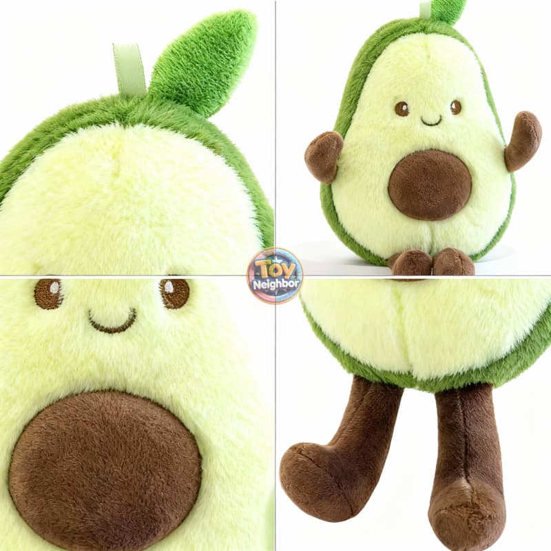 Cute 7.8" avocado plushie from ToyNeighbor with a smiling face and soft, huggable texture.