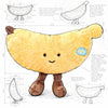 ToyNeighbor banana plushie with a cute smiling face, measuring 7.87 inches, soft and perfect for cuddling.