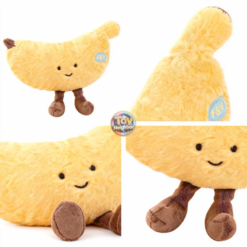 Soft Banana Plush by ToyNeighbor, 7.87" with a cute smiling face, perfect for cuddling or as a decorative stuffed vegetable.