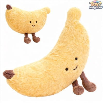 ToyNeighbor 7.87" banana plushie with a cute smiling face, soft texture, and vibrant yellow color.