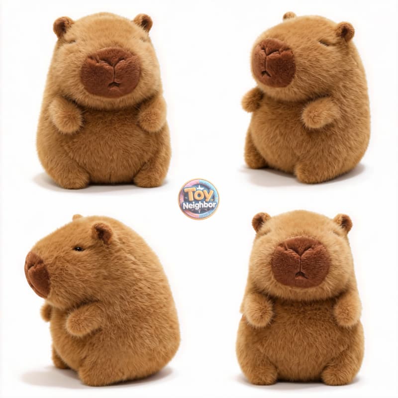 Brown capybara plushie with a fries bag, 7.8 inches, cute stuffed animal by ToyNeighbor.
