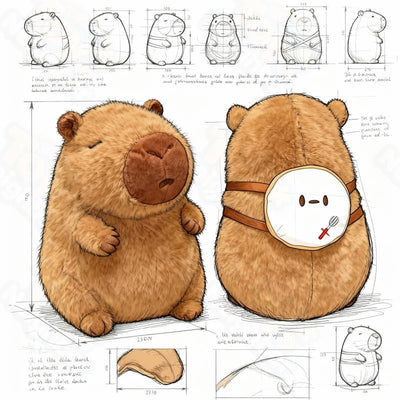 Brown capybara plushie with a bread bag, 7.8 inches, by ToyNeighbor, showcasing its cute features and soft texture.
