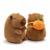 Brown capybara plushie by ToyNeighbor with a cheeky bag, measuring 7.8 inches, showcasing its cute, soft features.